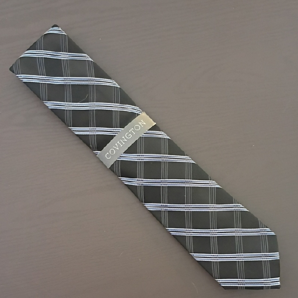 Silk Blend Covington Black and Gray Striped Tie